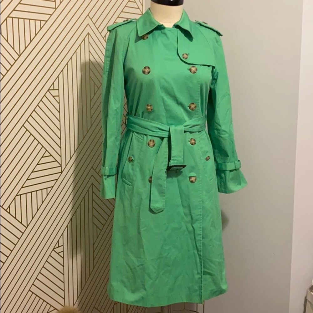 Perry Ellis Portfolio green trench coat